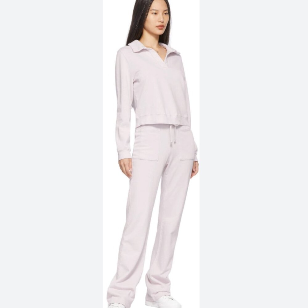 LACAUSA Blaze Polo Sweatshirt Soft Pink Collared medium M